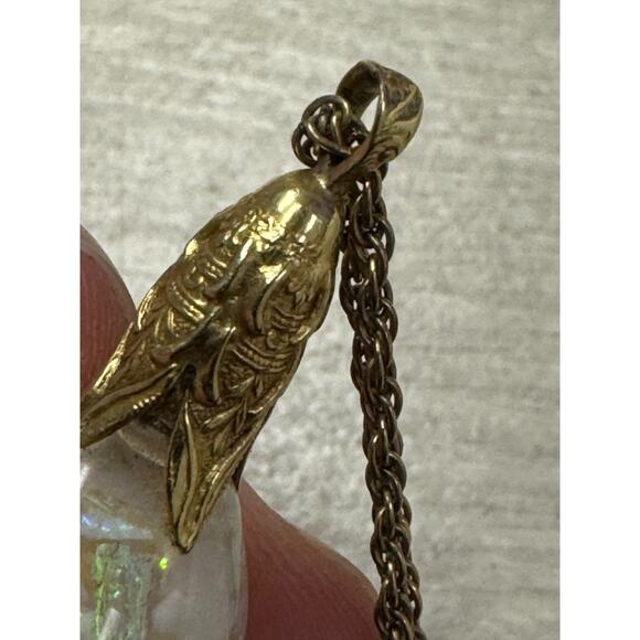 SOLID 14k Yellow Gold Filled Floating Opal Chip Pendant w/ 1/20 12K Necklace - Picture 16 of 16